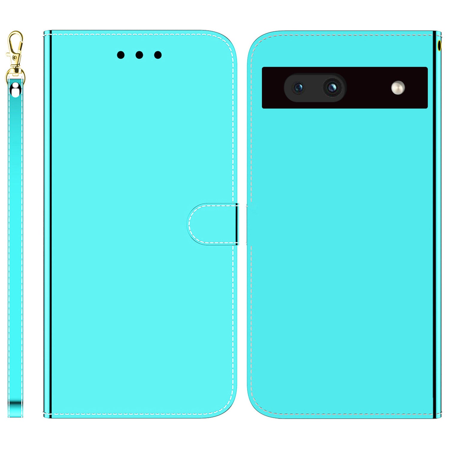 For Google Pixel 7a Mirror-like Surface PU Leather Wallet Phone Case Magnetic Clasp Stand Flip Phone Cover with Strap For Google Pixel 7a Mirror-like Surface PU Leather Wallet Phone Case Magnetic Clasp Stand Flip Phone Cover with Strap